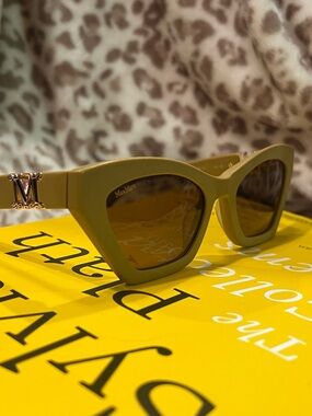 🦊 Max Mara EMME13 Cat Eye Sunglasses Beige w. Brown Lens | GUC | Quiet Luxury 🕶️